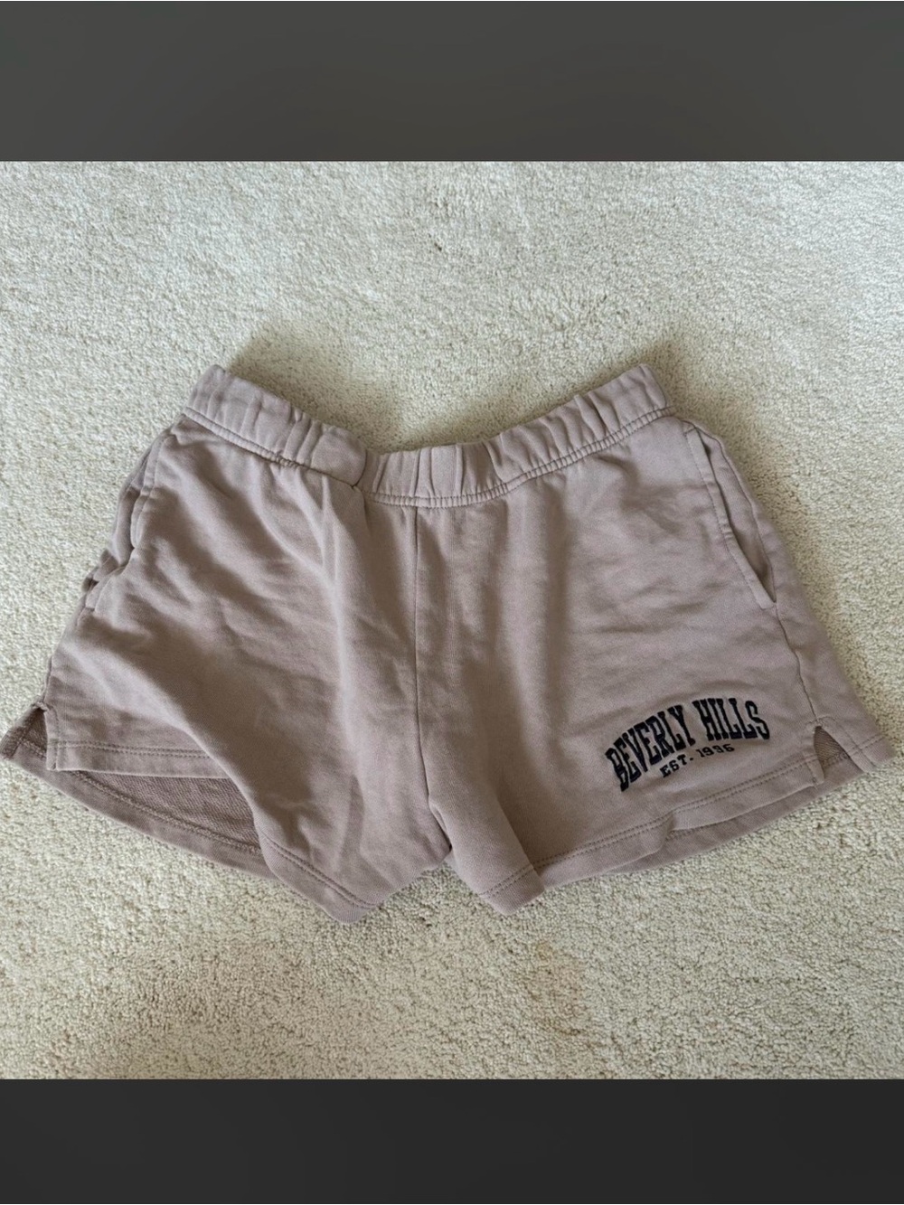 Garage Beige Beverly Hills Logo Casual Shorts